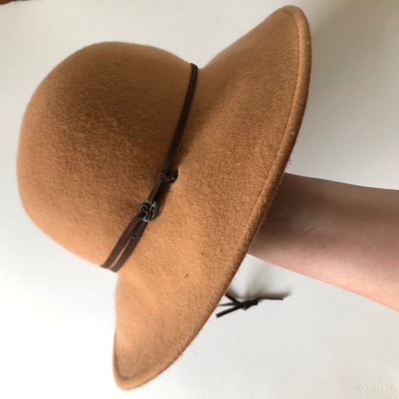 Accessories - Caramel Wool Floppy Wide Brim Hat